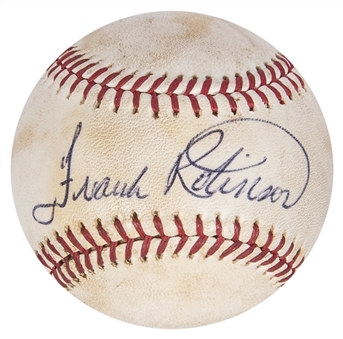 1973 Frank Robinson Game Used & Signed OAL Cronin Baseball Attributed to Career Home Run #552 on 9/26/73 (Fred Burnette Letter of Provenance, Sports Investors LOA & JSA)
